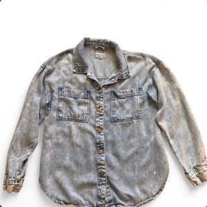 TxS brand distressed denim button down